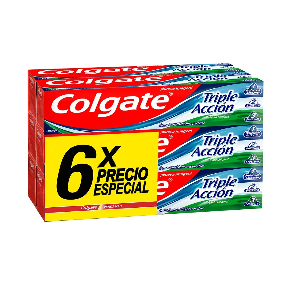 Colgate Pasta Dental Triple Acción Menta Pack 6 Unidades 50 g