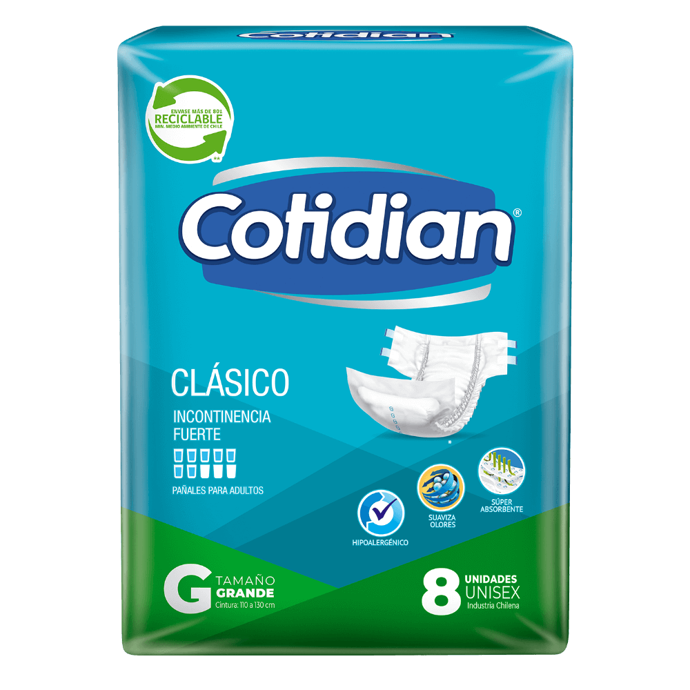 Pañales de Adulto Cotidian Clásico Incontinencia Fuerte 8 un G