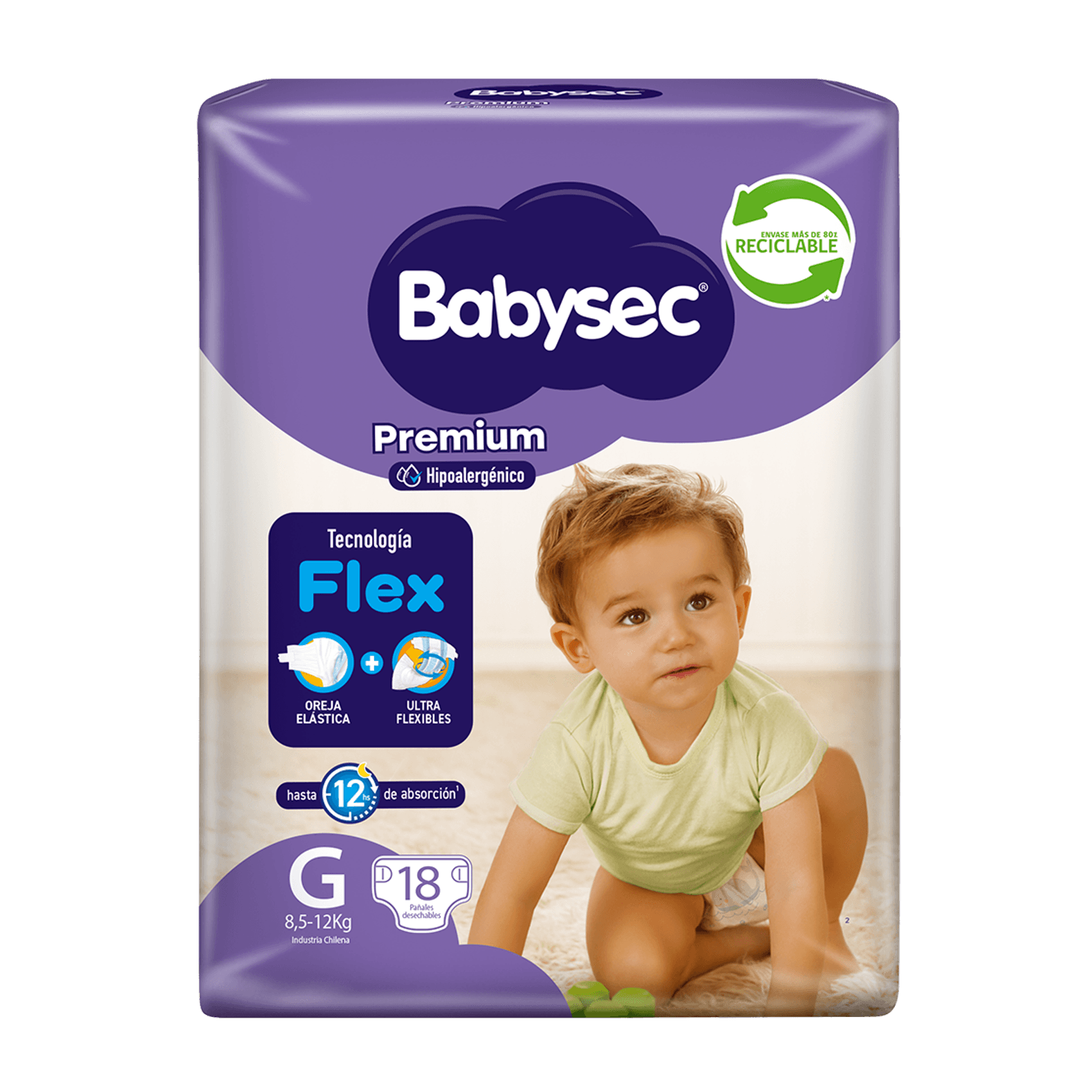 Pañales de bebé babysec premium cuidado total 18 und G