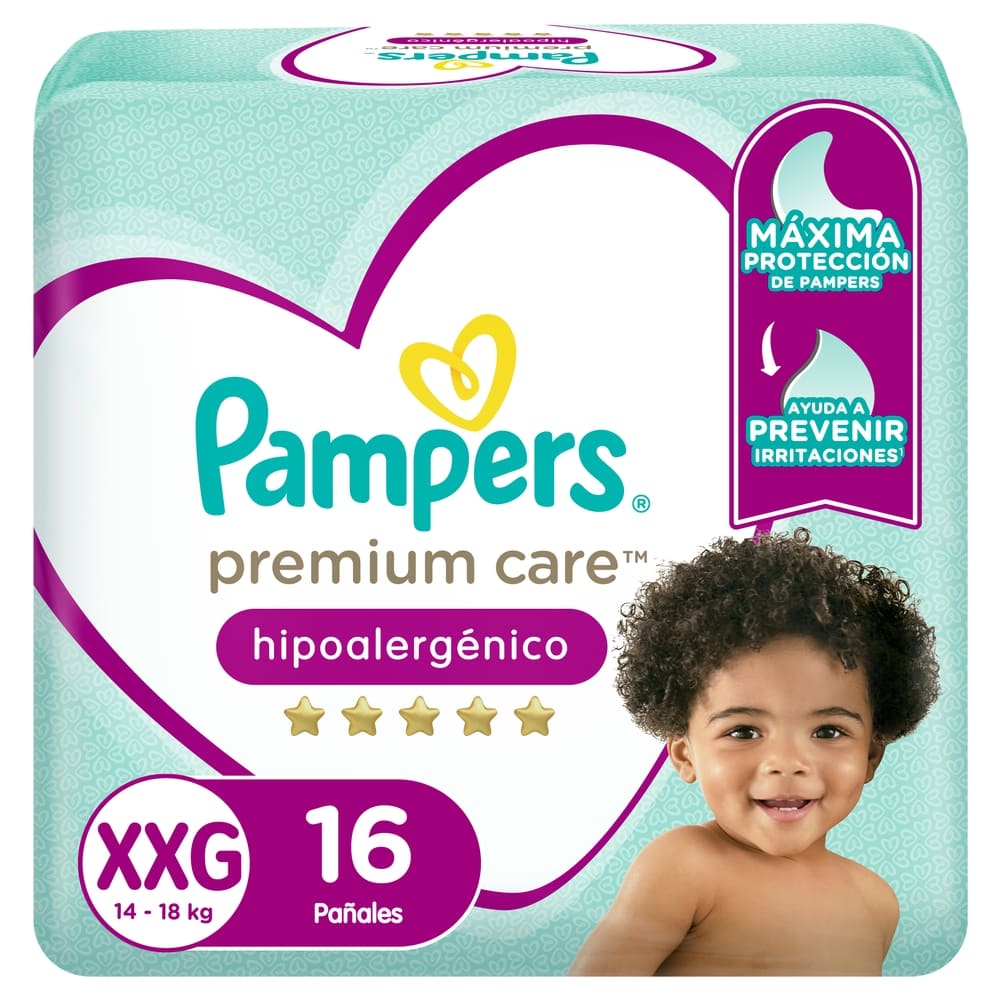 Pañal pampers premium care XXG 16 Unid