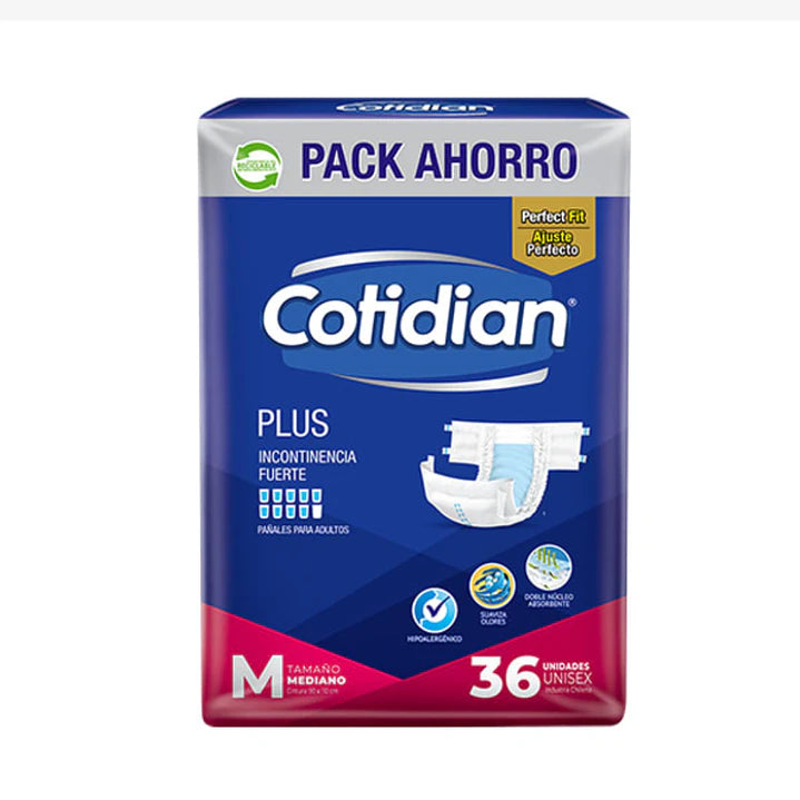 PAÑAL ADULTO COTIDIAN PLUS-MEDIANO-36 UNDS