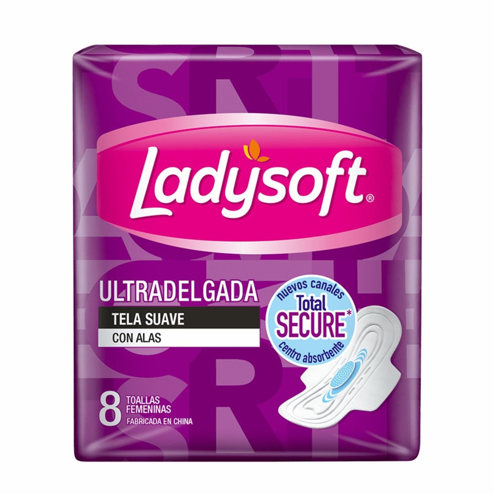 Ladysoft Toallas Higiénicas Ultradelgada Suave con Alas x 8 Unidades