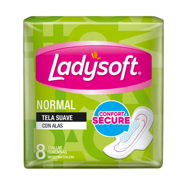 Ladysoft Toallas Higiénicas Normal Tela Suave con Alas x 8 Unidades