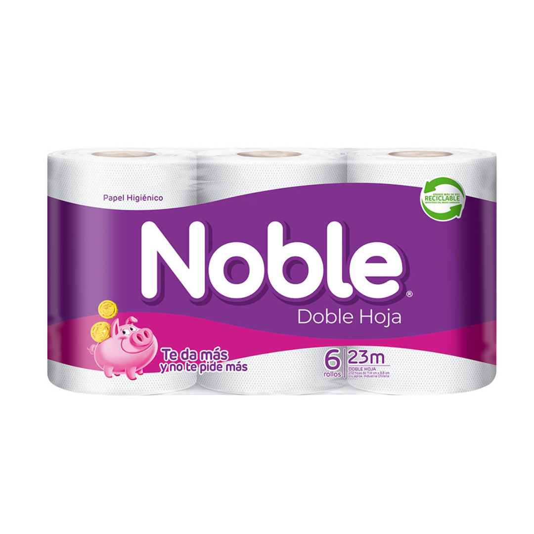 Noble Papel Higiénico Almacenero Doble Hoja 6 Rollos x 23 m