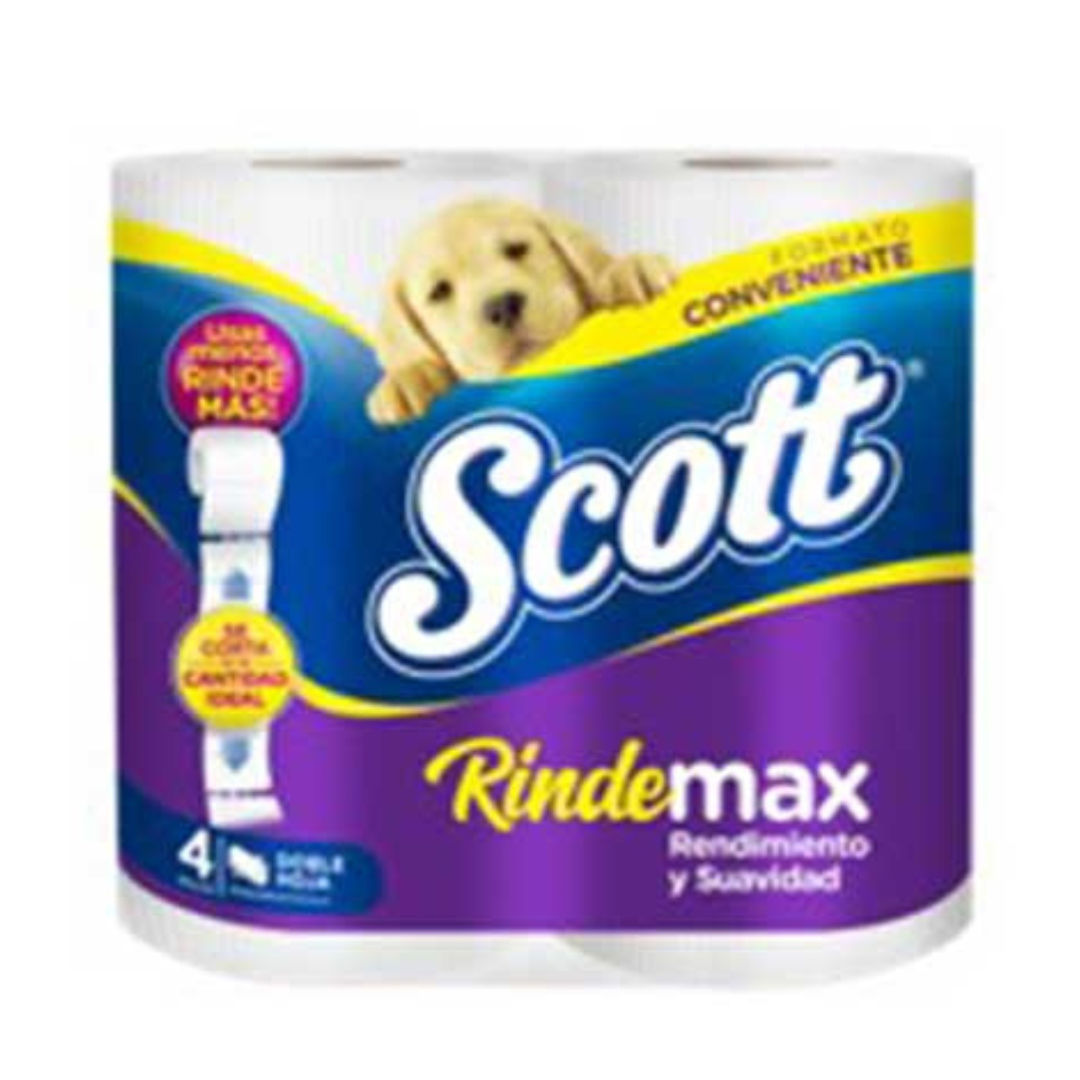 Scott Papel Higiénico Rindemax Doble Hoja 4 Rollos x 21 m