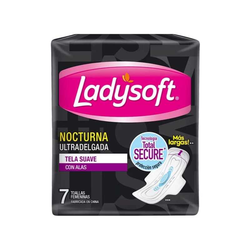 Ladysoft Toalla Higiénica Ultradelgada Suave Nocturna con Alas x 7 Unidades