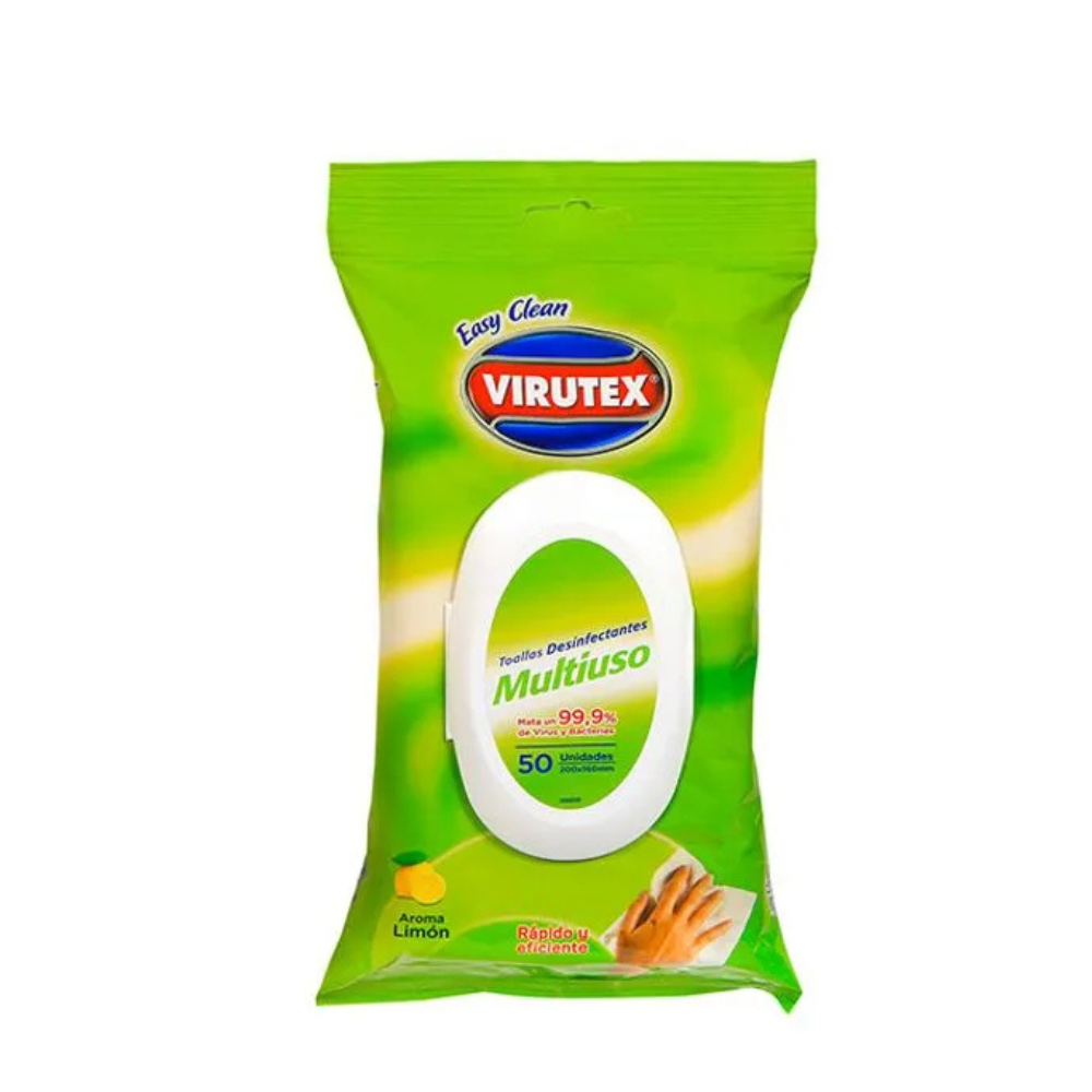 Toallas Desinfectantes Virutex Multiuso 50 Unidades Aroma Limón